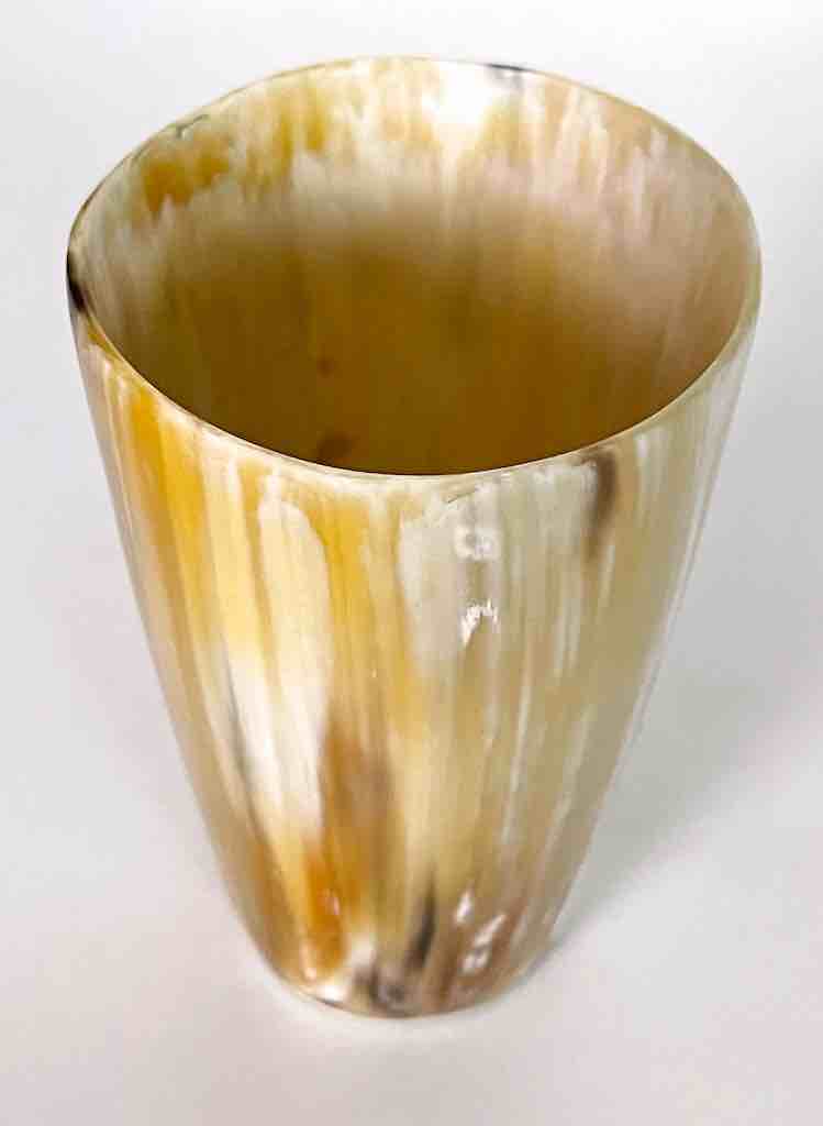 Tan & White Small Ankole Cattle Horn Cup - Uganda