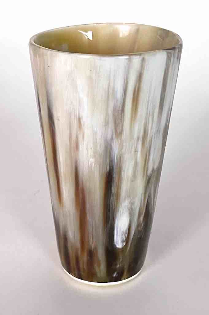 Brown & White Small Ankole Cattle Horn Cup - Uganda