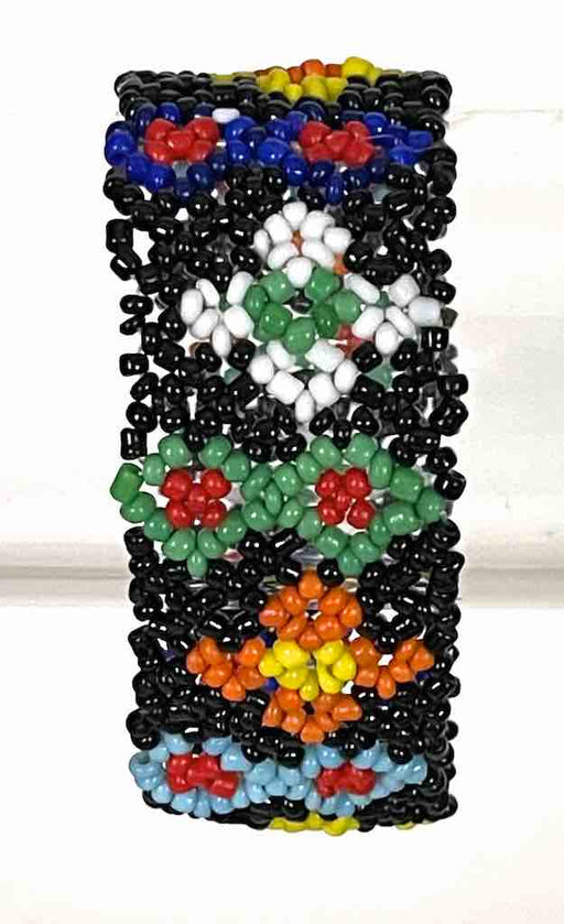 Small bead wide woven floral design beaded bracelet - Togo