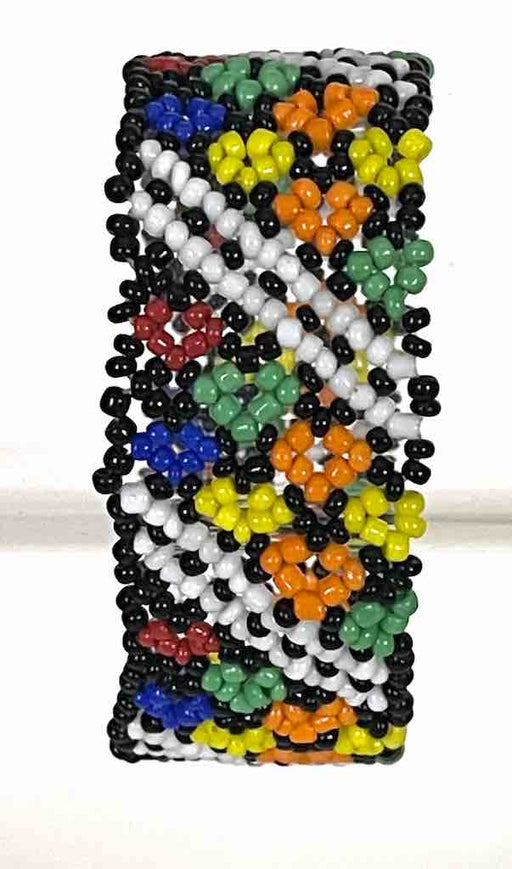 Small bead wide woven floral design beaded bracelet - Togo