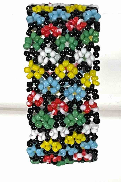 Small bead wide woven floral design beaded bracelet - Togo