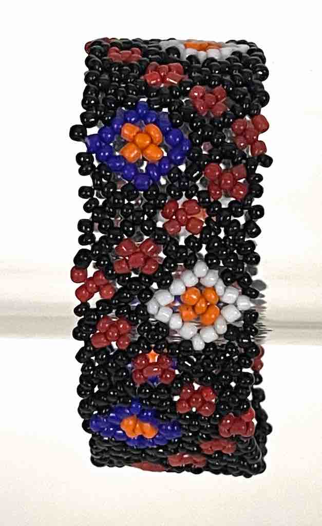 Small bead wide woven floral design beaded bracelet - Togo
