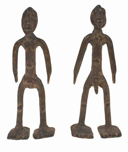 Vintage Baule Brass Standing Couple Figures - Ivory Coast
