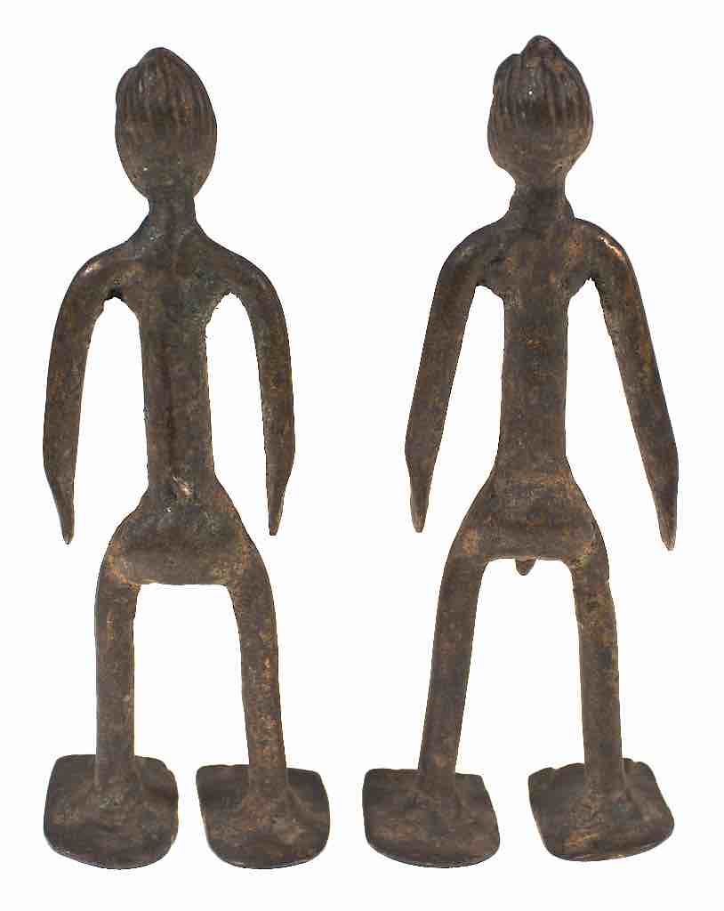 Vintage Baule Brass Standing Couple Figures - Ivory Coast