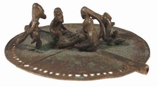 Vintage Baule Brass Bead with Figures - Ivory Coast