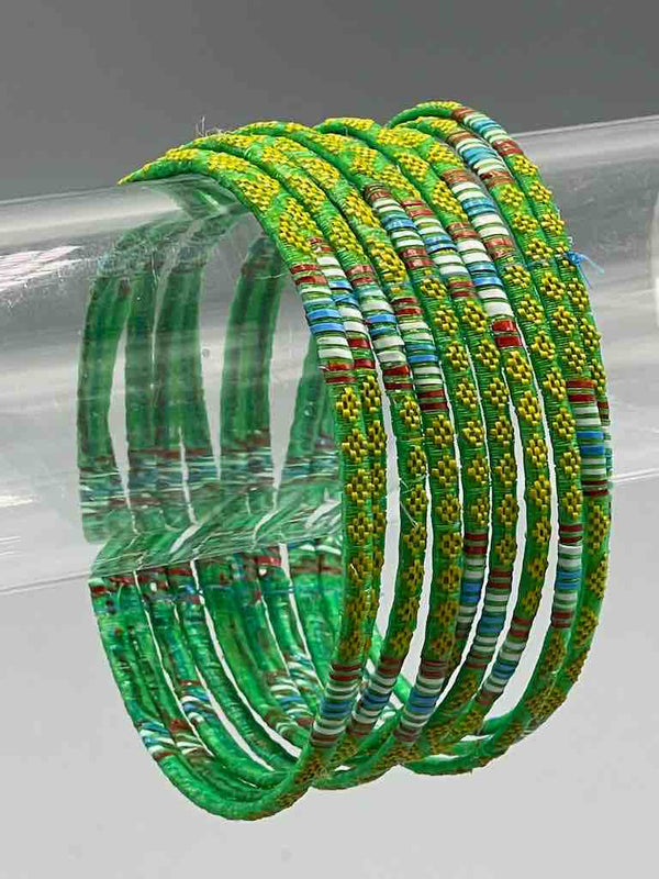 Wide Finest Design Recycled Plastic Bracelet - Green & Yellow
