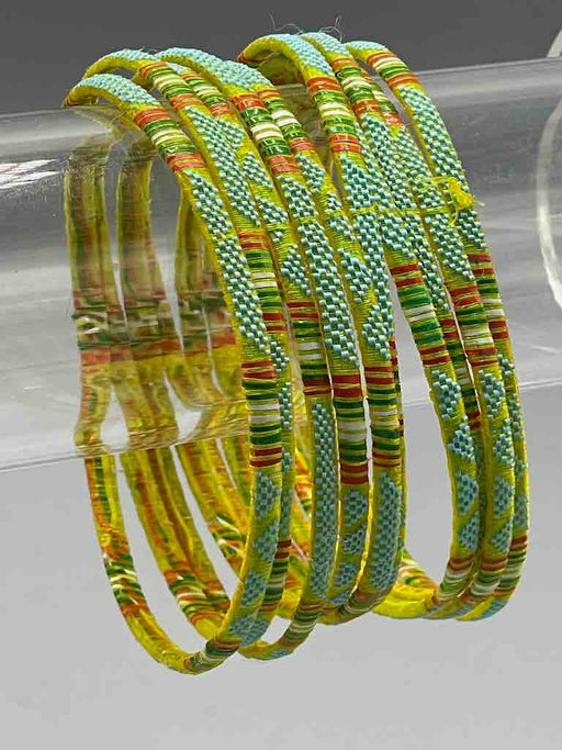 Wide Finest Design Recycled Plastic Bracelet - Yellow & Turquoise