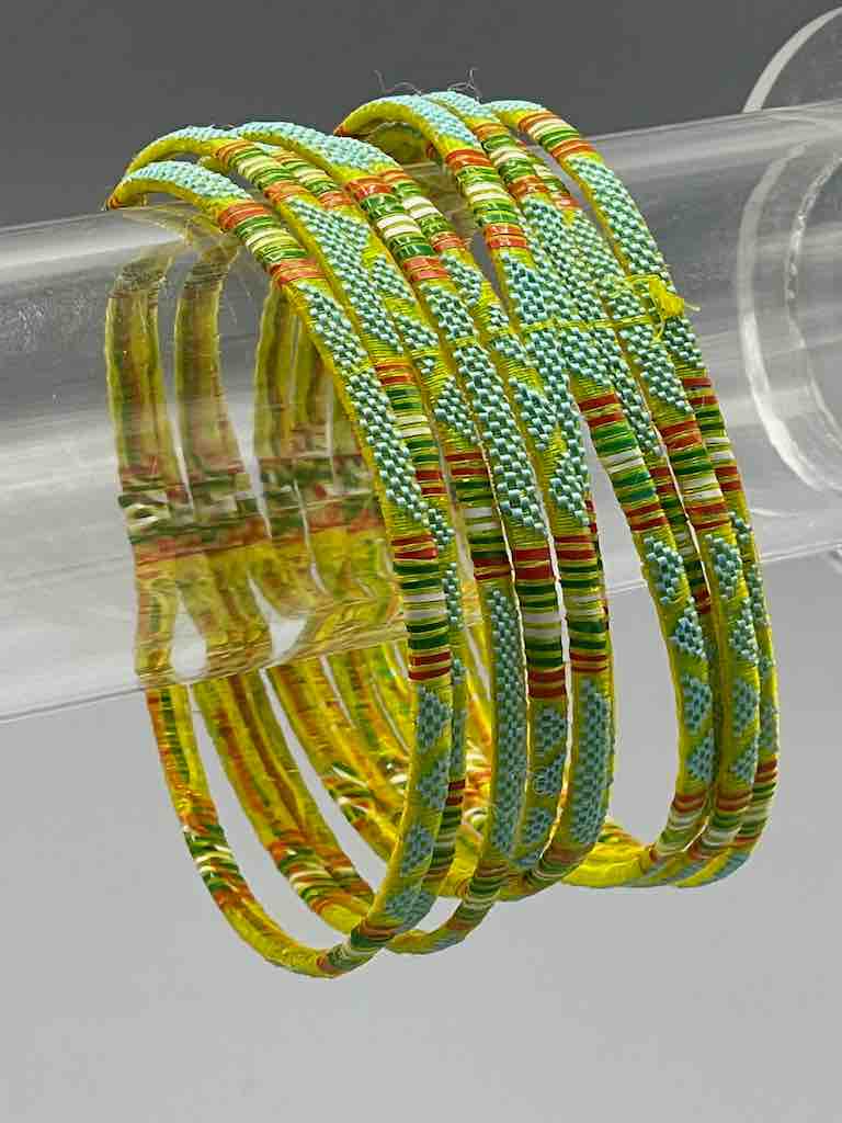 Wide Finest Design Recycled Plastic Bracelet - Yellow & Turquoise