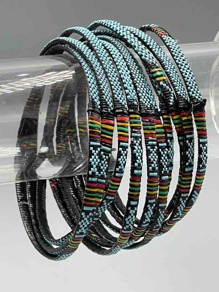 Wide Finest Design Recycled Plastic Bracelet - Turquoise & Black