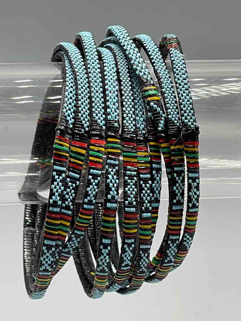 Wide Finest Design Recycled Plastic Bracelet - Turquoise & Black