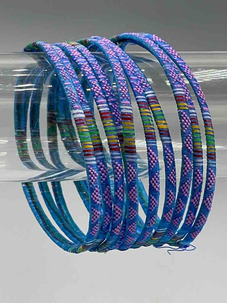Wide Finest Design Recycled Plastic Bracelet - Turquoise & Pink