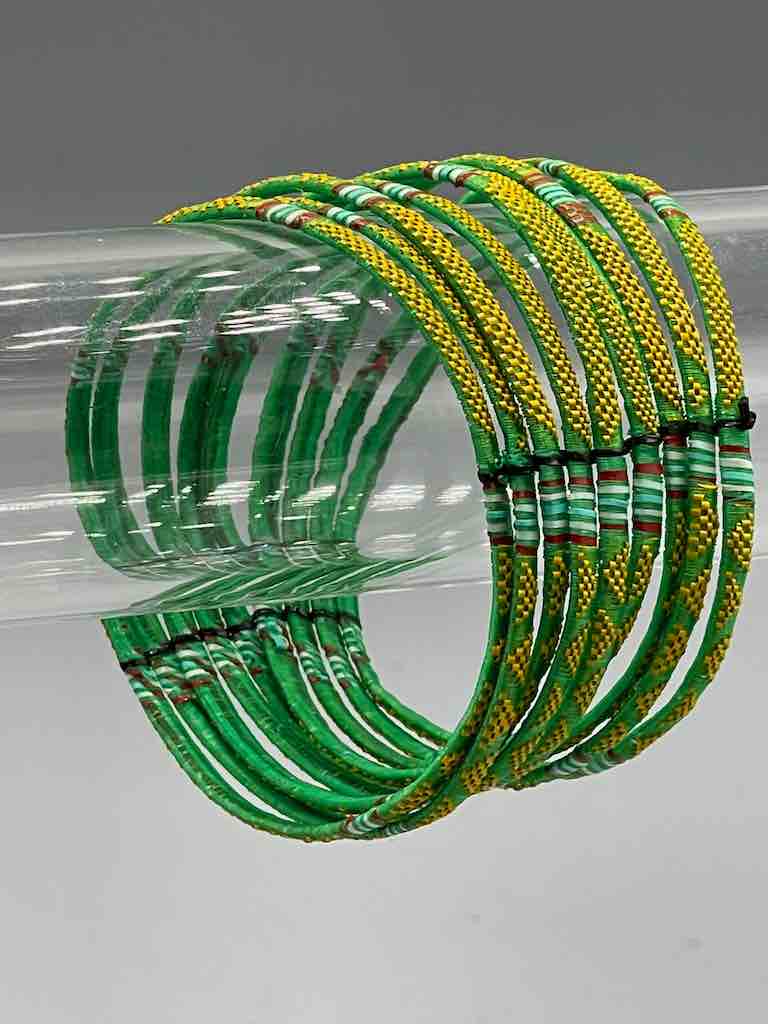 Wide Finest Design Recycled Plastic Bracelet - Green & Yellow