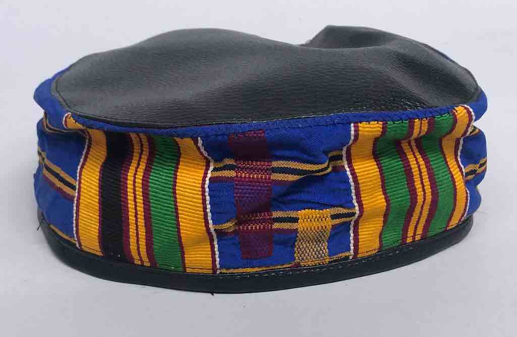 Large Size Genuine Ashanti Kente Cloth African Kufi Men's Hat | 22 7/8"