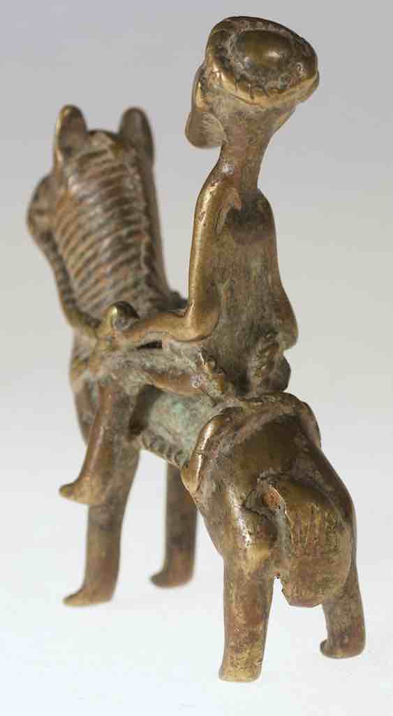 Vintage Dogon Brass Equestrian Warrior Figure - Mali