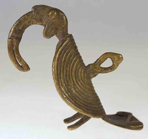 Vintage Large Bamana Brass Hornbill Bird Pendant Figure - Mali