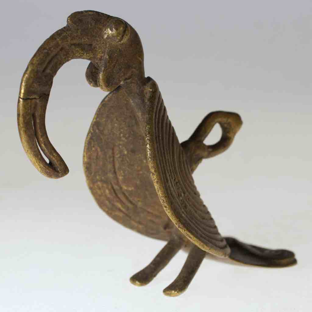 Vintage Large Bamana Brass Hornbill Bird Pendant Figure - Mali