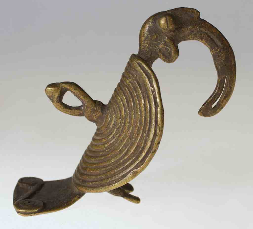 Vintage Large Bamana Brass Hornbill Bird Pendant Figure - Mali