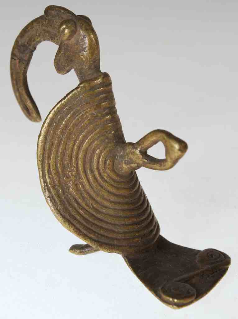 Vintage Large Bamana Brass Hornbill Bird Pendant Figure - Mali