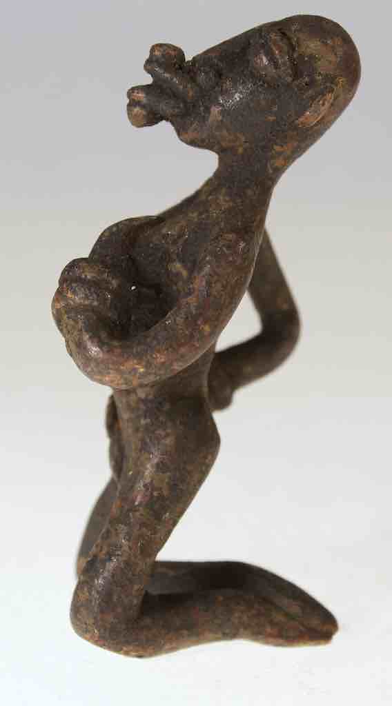 Vintage Dogon Brass Kneeling Woman Figure - Mali