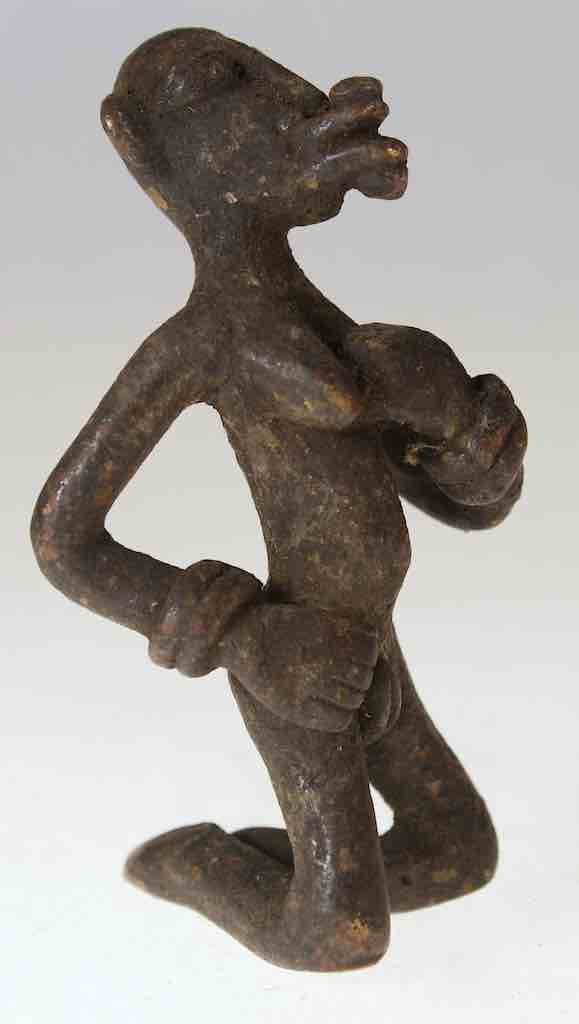 Vintage Dogon Brass Kneeling Woman Figure - Mali