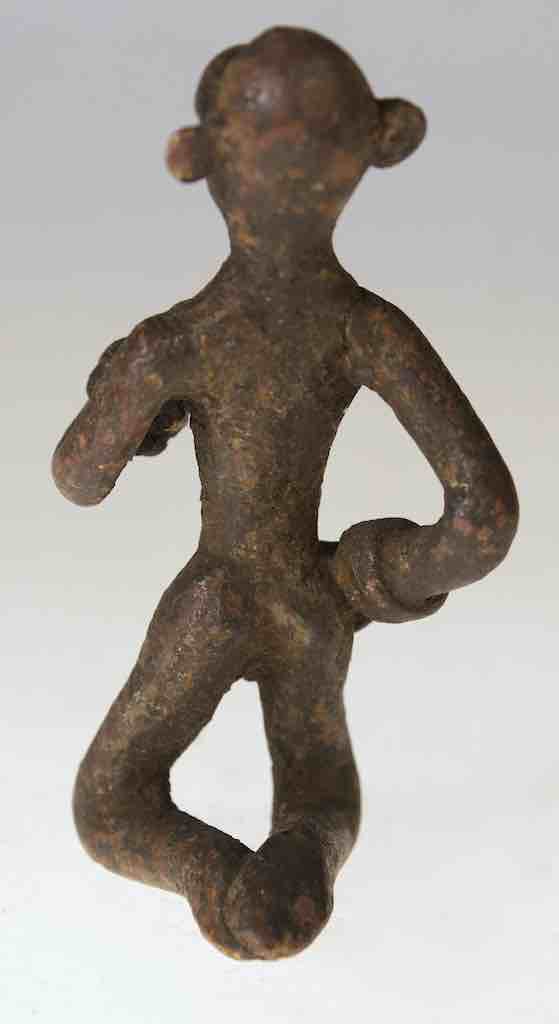 Vintage Dogon Brass Kneeling Woman Figure - Mali