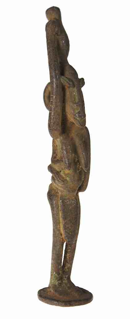 Vintage Tall Dogon Brass Standing Woman w/ Child Figure - Mali