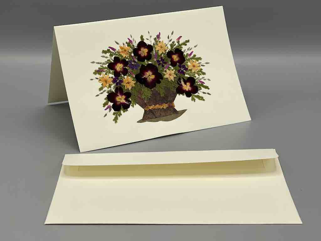 Handmade Pressed Dried Real Flower Greeting Card - Floral Bouquet