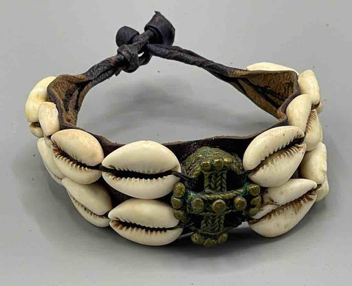 Double Line Cowrie Shell Vintage Gold Weight Bracelet - Mali