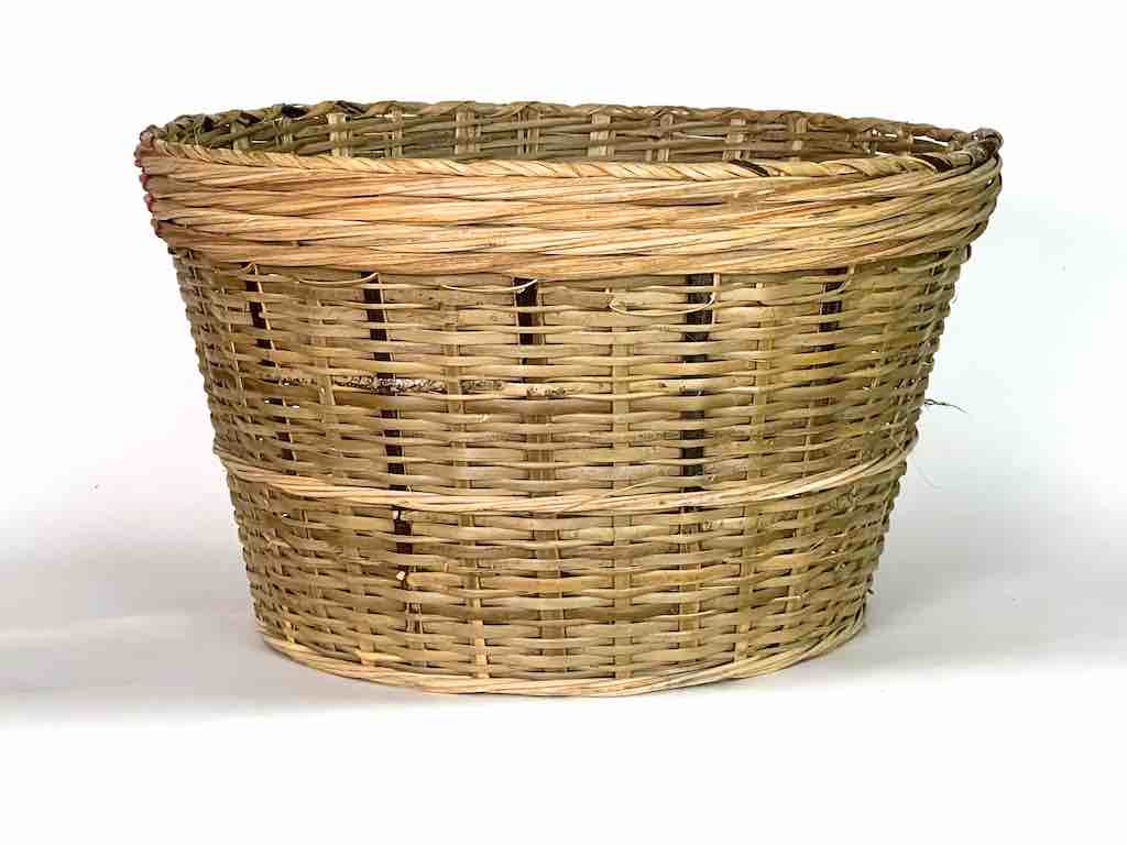Large 2-Weave Split Palm Frond Deep Basket - Benin | 13" x 22"