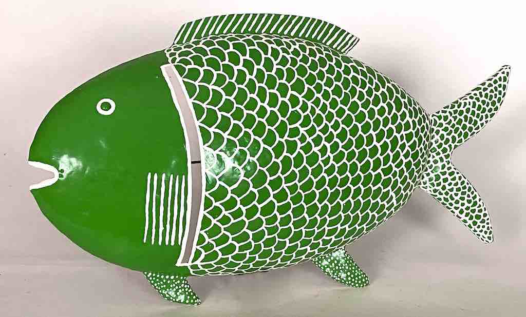 African Green Recycled Metal Fish Wall Ornament - Mali