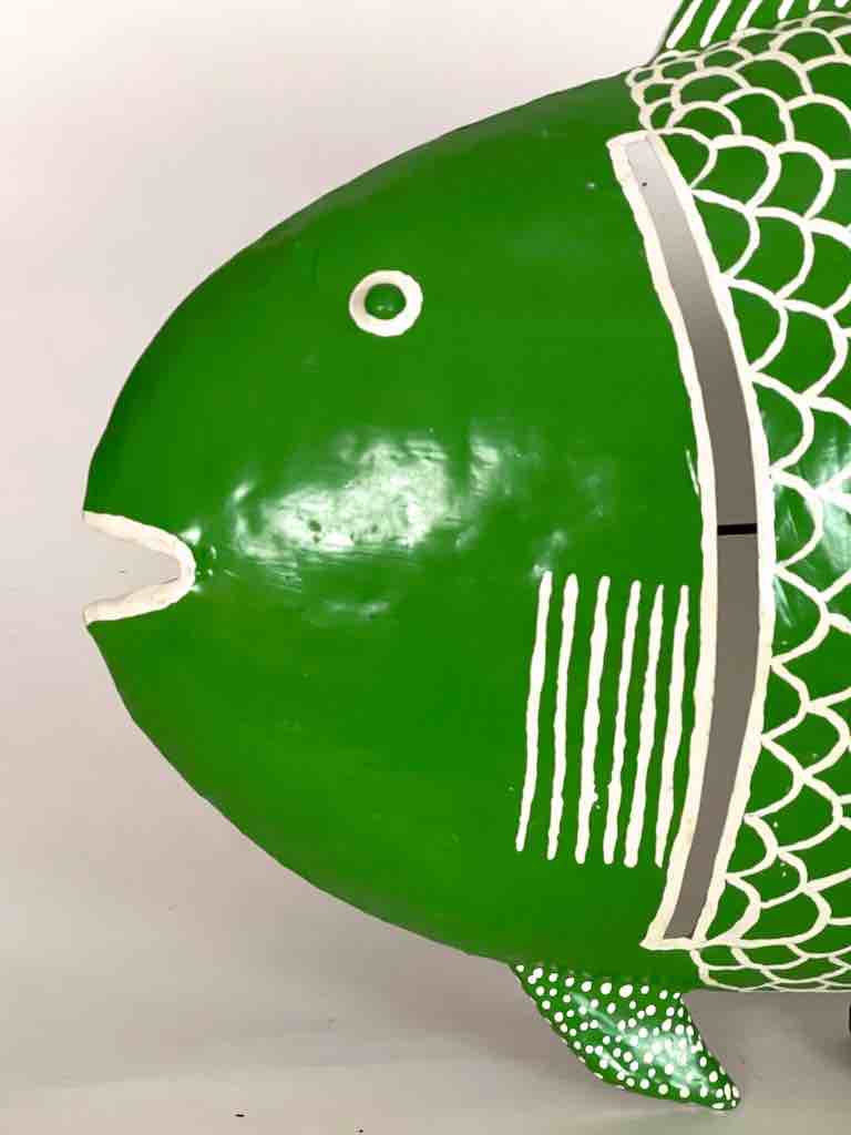 African Green Recycled Metal Fish Wall Ornament - Mali