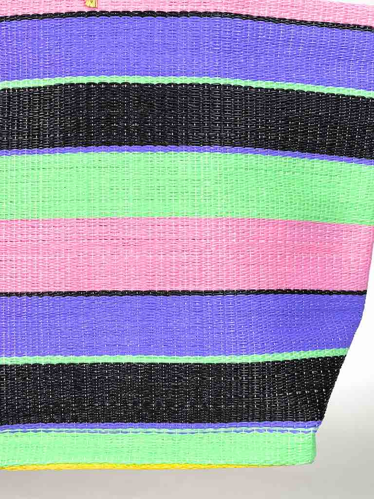 Colorful Handwoven Plastic Handbag - Pastel Stripe