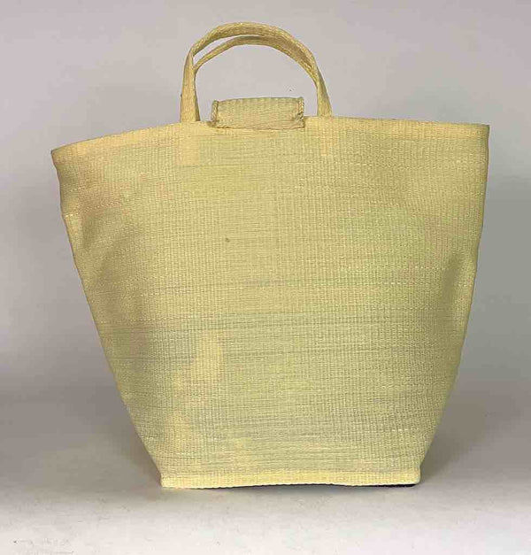Colorful Handwoven Plastic Handbag - Solid Pale Yellow