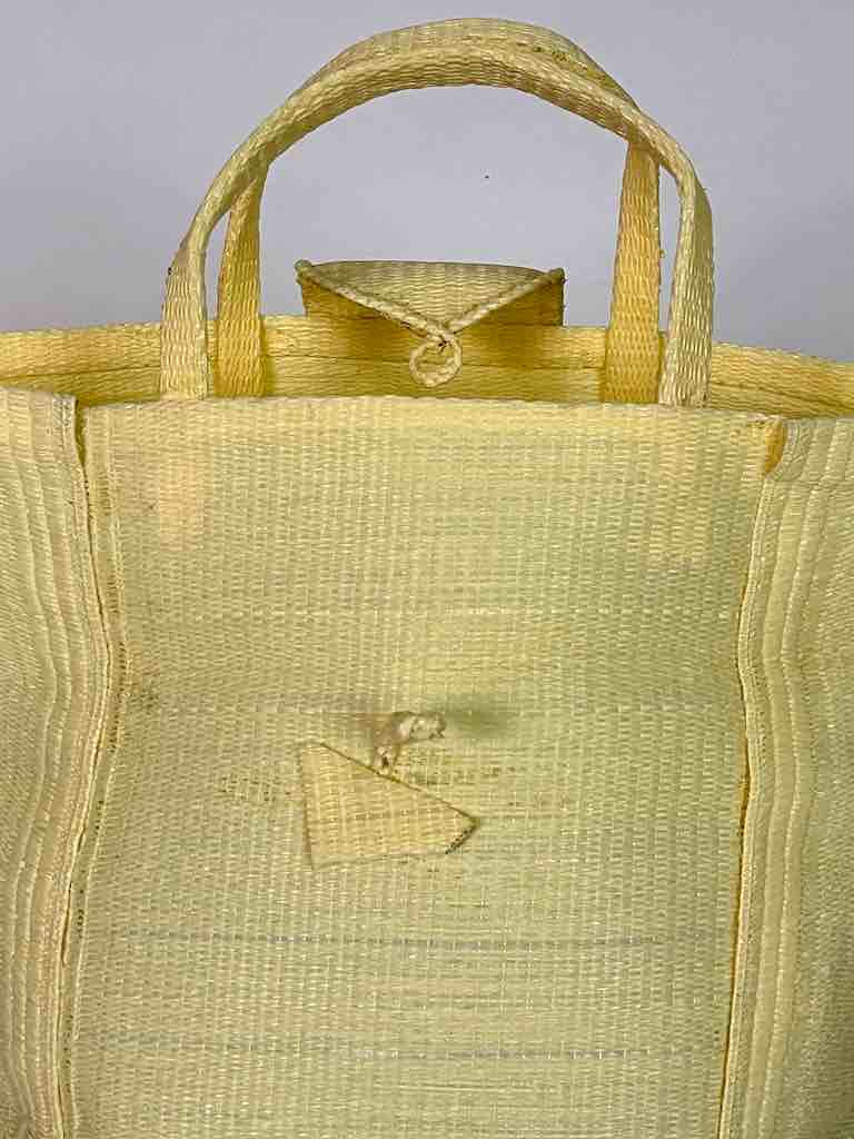 Colorful Handwoven Plastic Handbag - Solid Pale Yellow