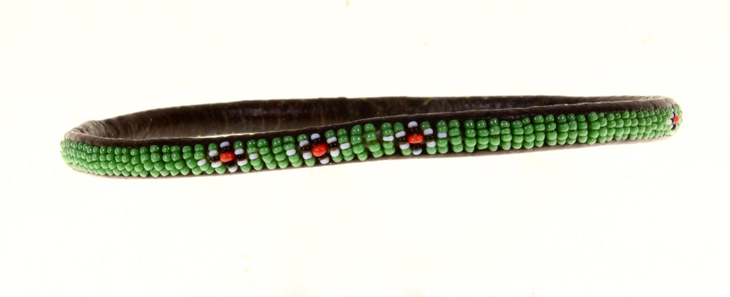 Very Narrow Tiniest Beaded Leather Bracelet - Mali