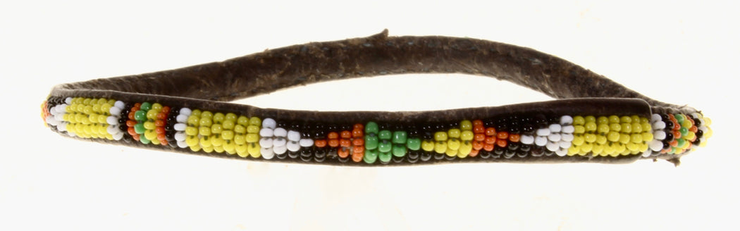 Very Narrow Tiniest Beaded Leather Bracelet - Mali