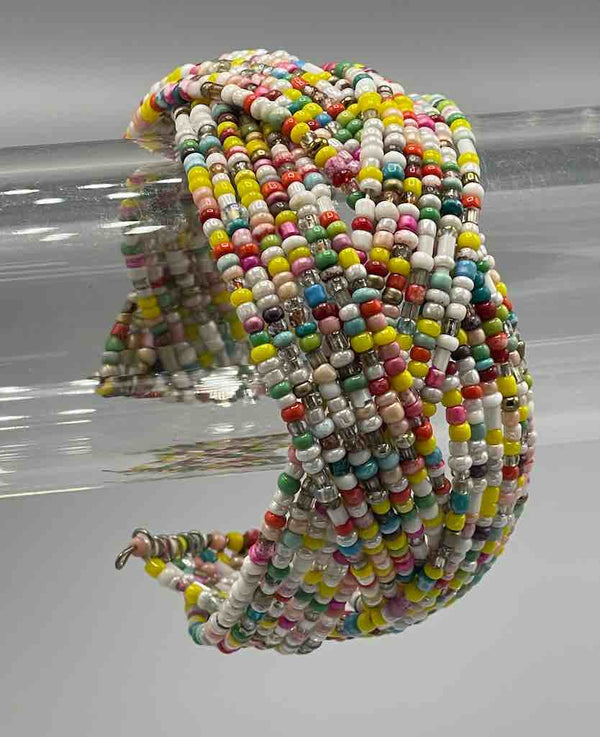 Wide Woven Colorful Beaded Wire Bracelet - Nigeria