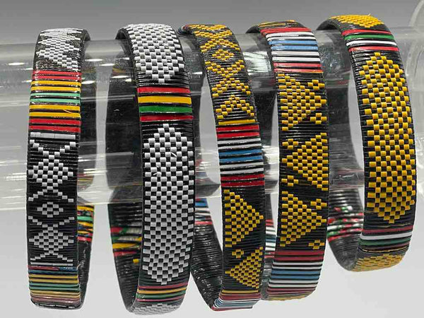 Wide Flat Finest Design Black Recycled Plastic Bracelet - Mali