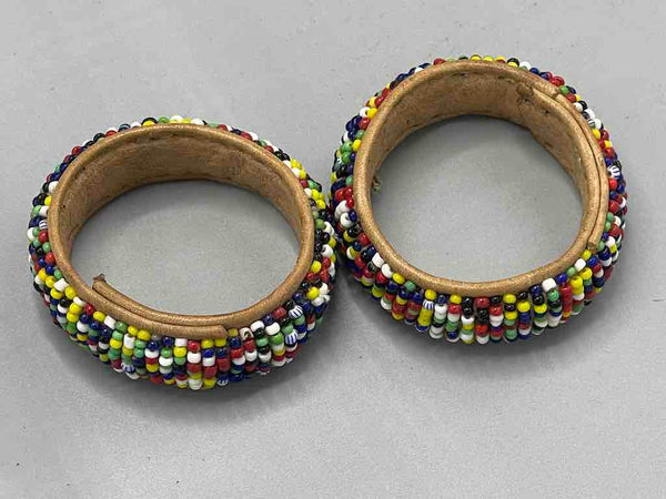 Smallest Multicolor Beaded Natural Leather Napkin Ring/Baby Bracelet