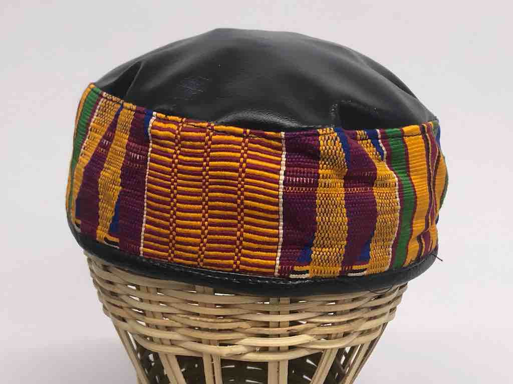 Large Size Genuine Ashanti Kente Cloth African Kufi Men's Hat | 21 1/2"