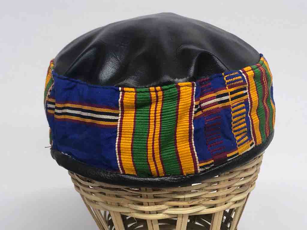 Large Size Genuine Ashanti Kente Cloth African Kufi Men's Hat | 21 1/2"