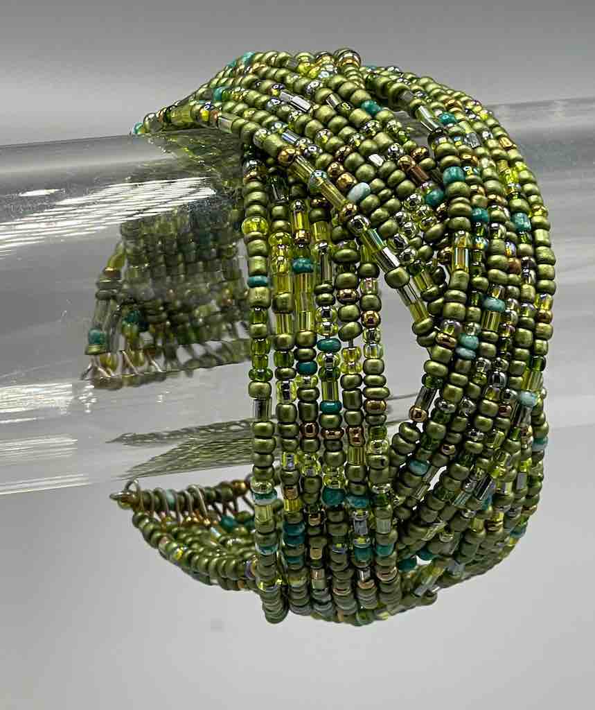 Wide Woven Colorful Beaded Wire Bracelet - Nigeria