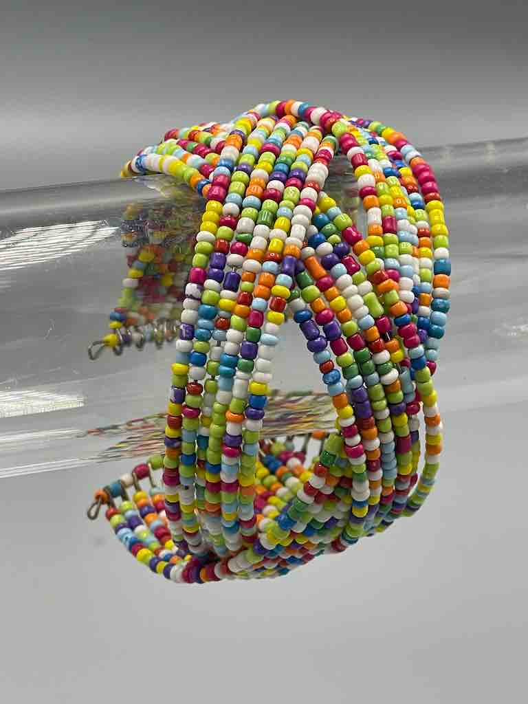 Wide Woven Colorful Beaded Wire Bracelet - Nigeria