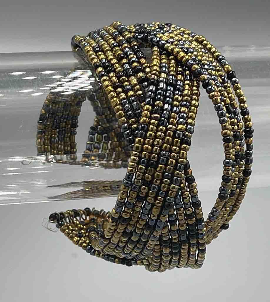 Wide Woven Colorful Beaded Wire Bracelet - Nigeria