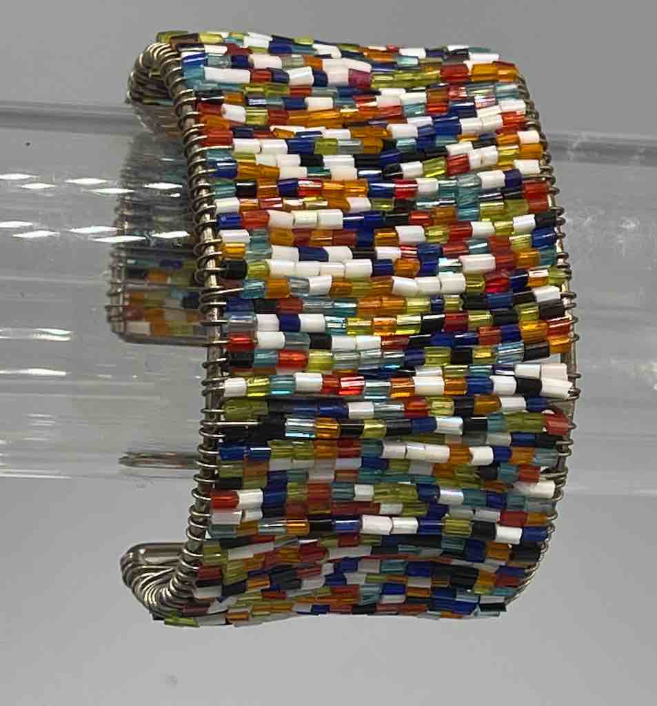 Wide Rigid Sparkling Colorful Beaded Wire Bracelet - Nigeria