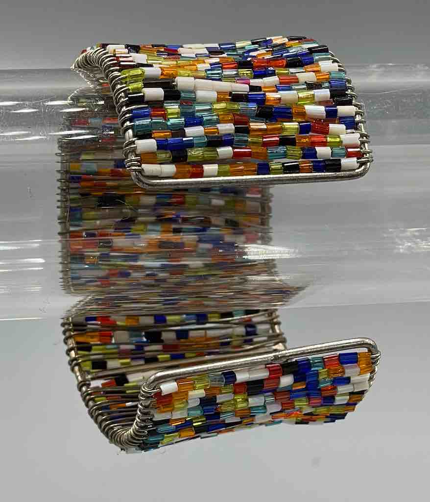 Wide Rigid Sparkling Colorful Beaded Wire Bracelet - Nigeria