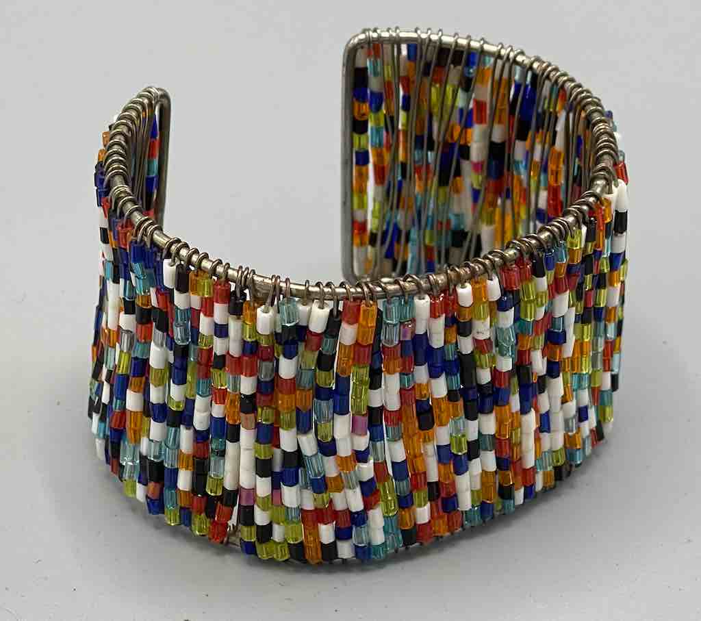 Wide Rigid Sparkling Colorful Beaded Wire Bracelet - Nigeria