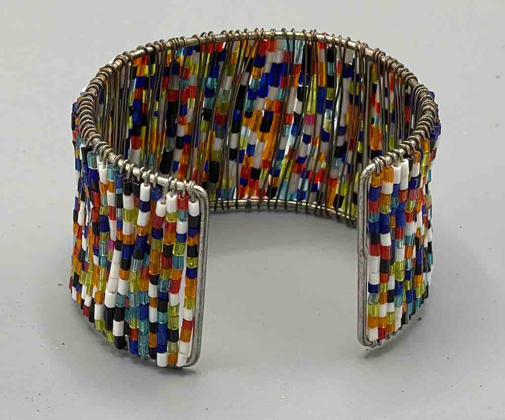 Wide Rigid Sparkling Colorful Beaded Wire Bracelet - Nigeria