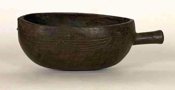 Vintage Wooden Tshi Vessel Cup from Congo, Africa | 10"