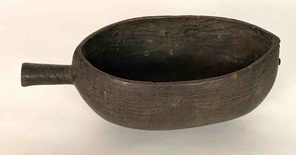 Vintage Wooden Tshi Vessel Cup from Congo, Africa | 10"